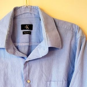 Calvin Klein Blue Stripe Oxford Dress Shirt